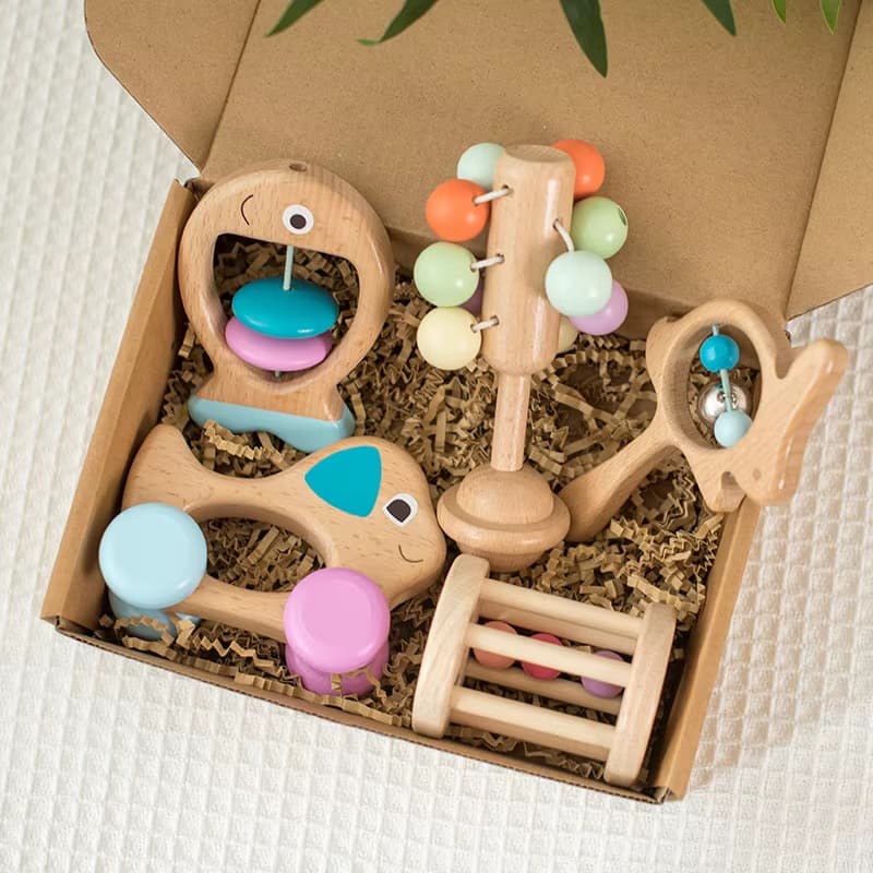 Wooden Baby Rattle Set (5-Piece) — product photo